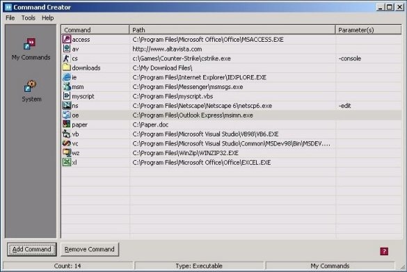 Command Creator Screenshot